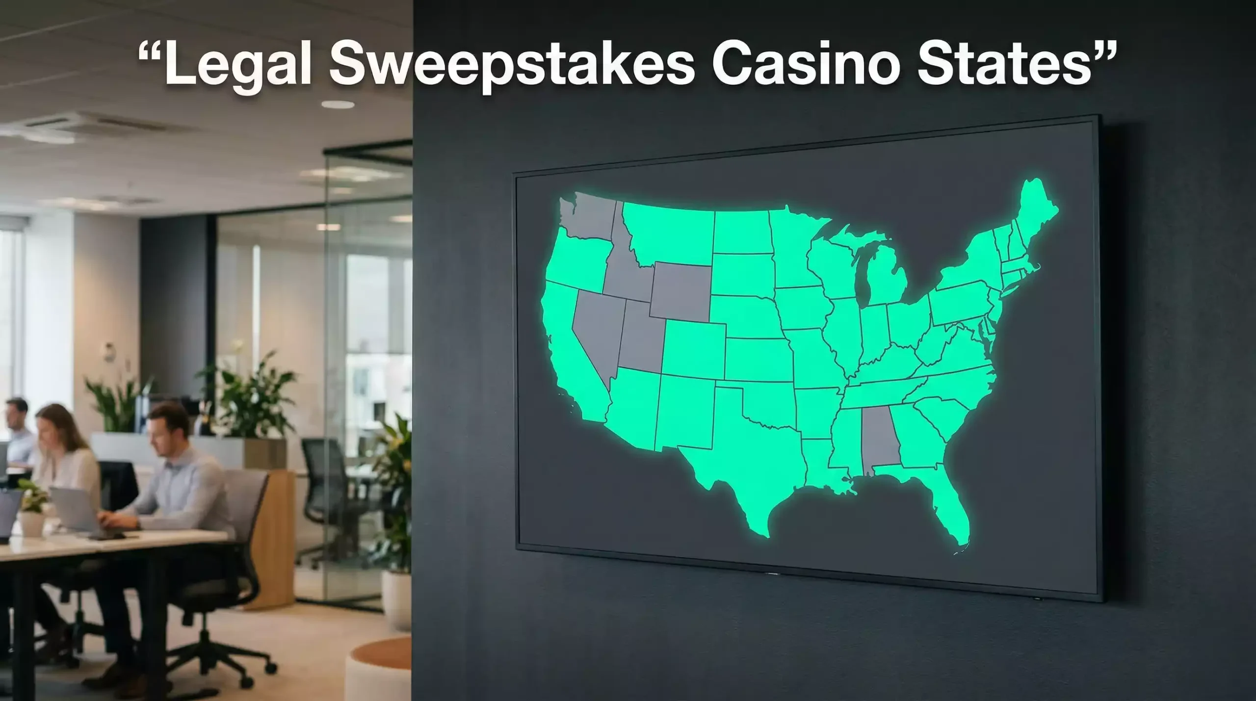 Map showing US states where sweepstakes casinos are available