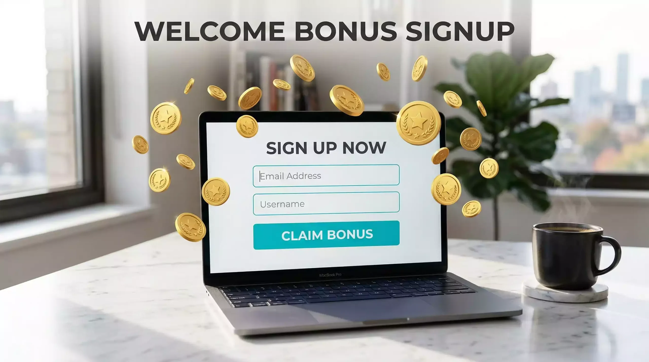 Welcome bonus promotional offer at sweepstakes casino registration