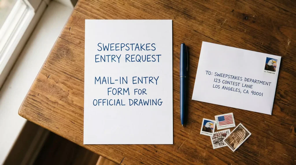Mail-in entry request for free sweeps coins